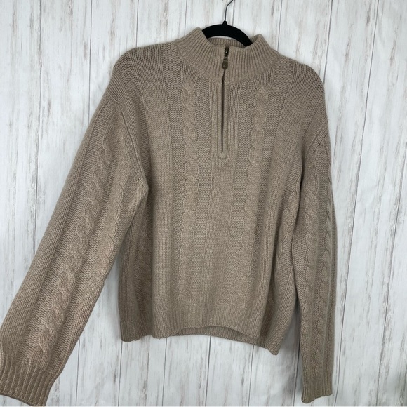 Lewis Creek 100% cashmere tan taupe 3/4 sweater Small - Picture 1 of 7